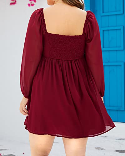 Image of Pinup Fashion Plus Size Graduation Homecoming Chiffon A-line Short Dress | Chiffon, sweetheart neck, square back neckline, ruched front bust, A-line short dress, suitable for graduation, homecoming