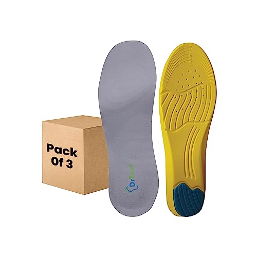 Image of Dr Foot Gel Insoles Pair | For Walking, Running, Sports Shoes | All Day Comfort Shoe Inserts With Dual Gel Technology | Ideal Full-Length Sole For Every Shoe For Unisex- 1 Pair (Size - M) (Pack of 3)