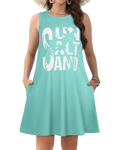 Image of JOLIGAL Womens Summer Dresses Casual Sleeveless Tshirt Sundress Beach Cover Up with Pockets Loose Tank Dress 2026
