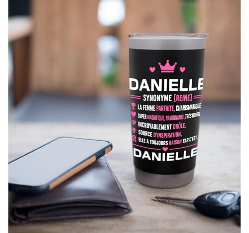 Citation drole danielle Humour définition prénom danielle Gobelet isotherme en acier inoxydable double paroi – vue 7