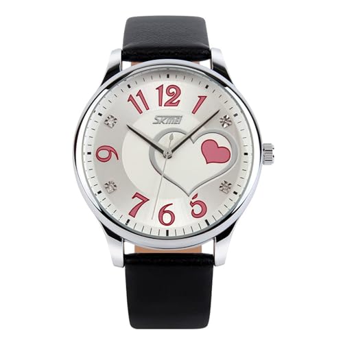 Montre fille quartz avec bracelet cuir noir et blanc, le cadeau parfait pour un anniversaire