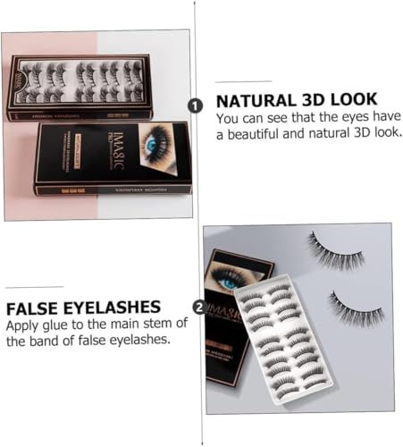 Image of Imagic PROfessional Synthetic Fibers False Eyelashes, Natural & soft 100% Handmade 3D Eyelashes Pack 10 Pairs of 1 box
