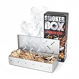 Smoker Box for Gas Grill,Wood Chip Stainless Steel Pellet Smoke Box for All Grills Oven,Hinged Lid, Heavy Duty BBQ Accessories Party Gift for Dad Men Barbecue Outdoor