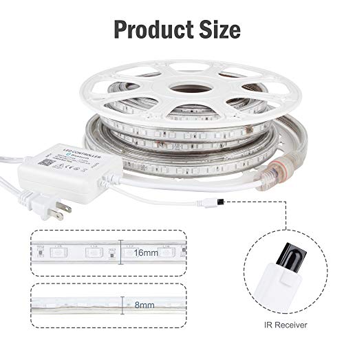 Acelite 65.6Ft Led Rgb Rope Light, Bluetooth Ac 110-120V Flexible Strip, Multi Color Changing Smd 5050 Leds, Etl Listed, Dimmable, Waterproof, Indoor & Outdoor Lighting Decor With Remote Controller #TOP3