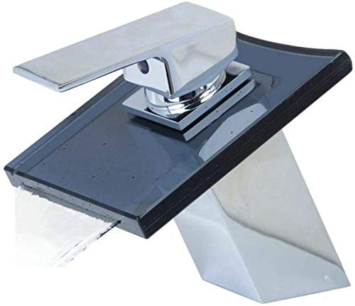HADECOLL Grifo Nuevo para Lavabo De Una Sola Manija, De Vidrio, Cascada, para Baño, Cromado, para Montaje En Encimera, Grifo para Lavabo