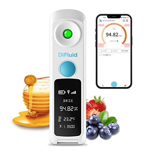 DiFluid デジタル糖度計 Amazon | 蜂蜜糖度計 デジタル 精度±0.1% Brix0-95% 【日本語仕様