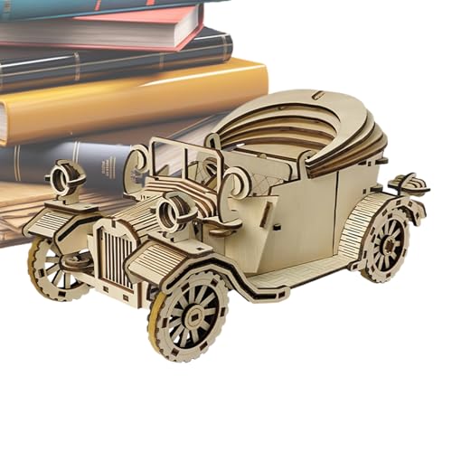 Puzzle de Madera 3D de Coche para Adultos,Modelo De Coche Vintage Puzzle 3D Madera - Maqueta de Vehículo Vintage para Aficionados para Cumpleaños Navidad Días Festivos Halloween