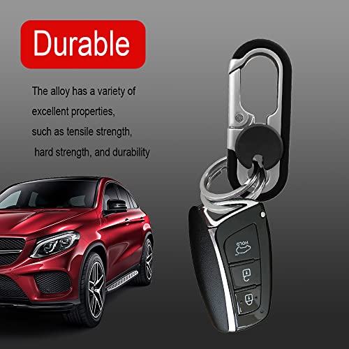 Jsorum Heavy Duty Key Chain, Anti-Loss Keychain With Double Keyrings, Metal Car Keychains, Car Fob Key Keychain Holder For Men Women (Black) #TOP4