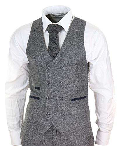 TruClothing Mens Wool 3 Piece Suit Double Breasted Waistcoat Tweed 1920s3