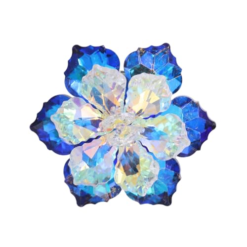 Image of Elegant Rhinestone Flower Brooch Pin for Women Handmade Shiny Crystal Snowflake Cherry Blossom Brooches Lapel Pins Dress Accessories Anniversary Wedding Jewelry