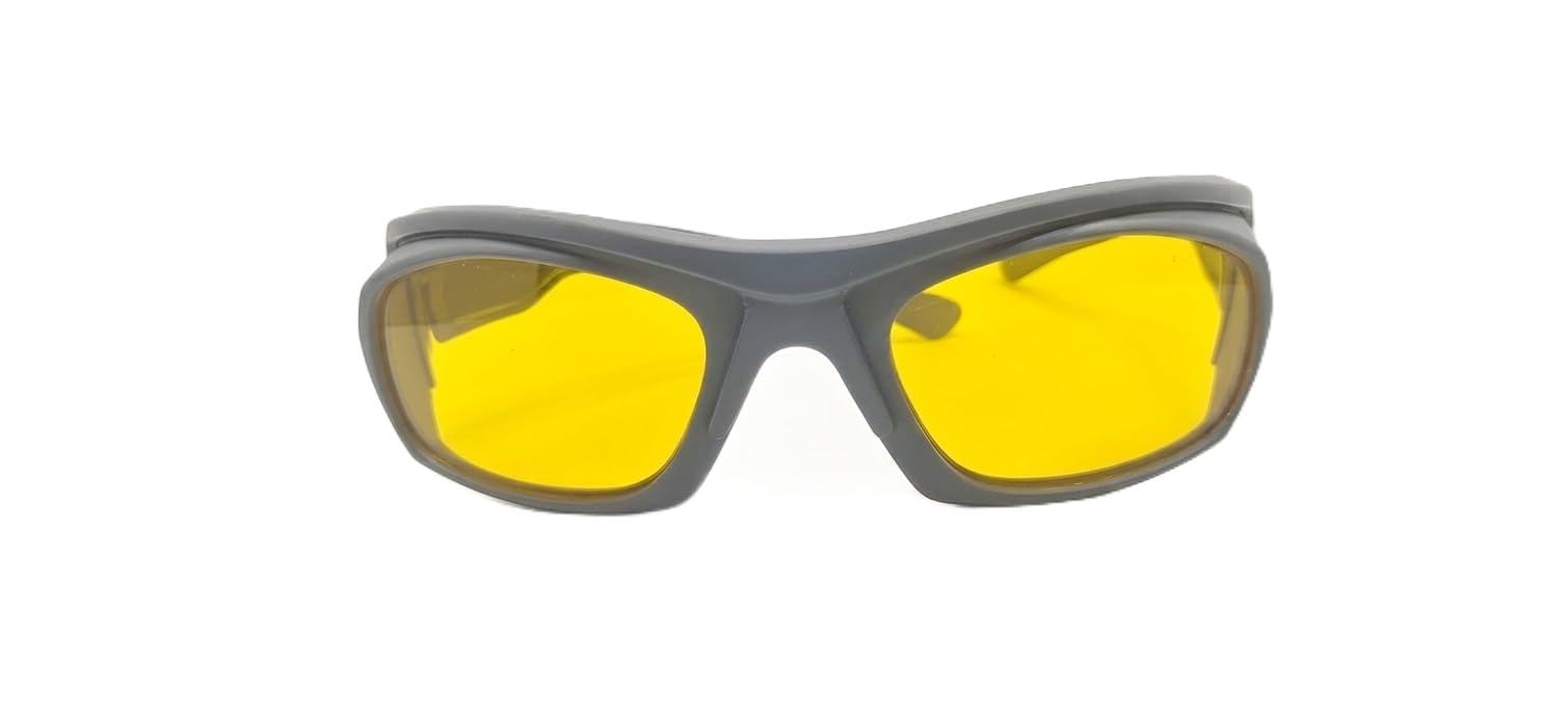 QuickStyle Performance Eyewear Grey & Yellow | UV Protection, Glare Reduction, Dust Protection, Night Driving Capable, Wraparound Frame-image-33