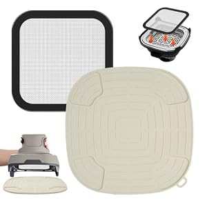Airfryer accessoires voor Ninja CRISPi FN101EU: GEEKHOM 1x roestvrij staal fijnmazige spatbescherming + 1x siliconen hittebestendige onderlegger voor Ninja heteluchtfriteuse FN101EUGY, FN101EUST en