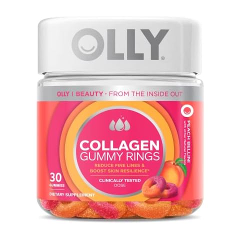 OLLY Collagen Gummy Rings, Supports Skin Elasticity and Firmness, 2.5g Collagen, Clinically-Tested, Peach, 15 Day Supply - 30 Count Cover