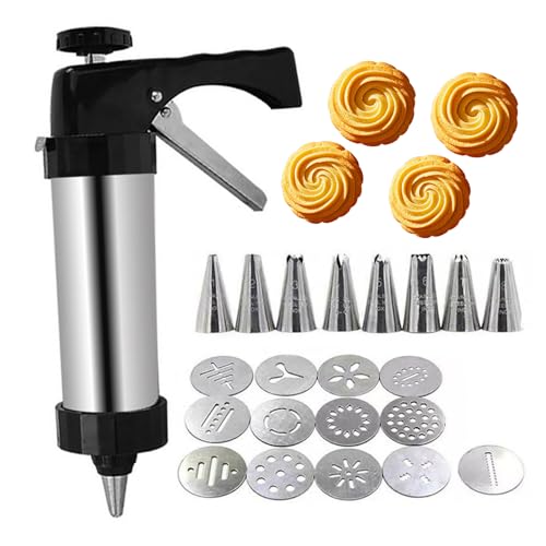 UEXEDO Pistolet à Patisserie, Presse à Pâtisserie en Acier Inoxydable, Machine à Biscuits，Presse à Biscuit Professionnel, Moule à Gateau, Aluminium,...