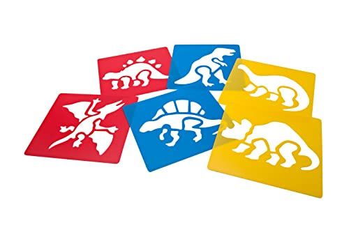 Craftplay Washable plastic stencils | Dinosaurs | Pack of 6 stencils