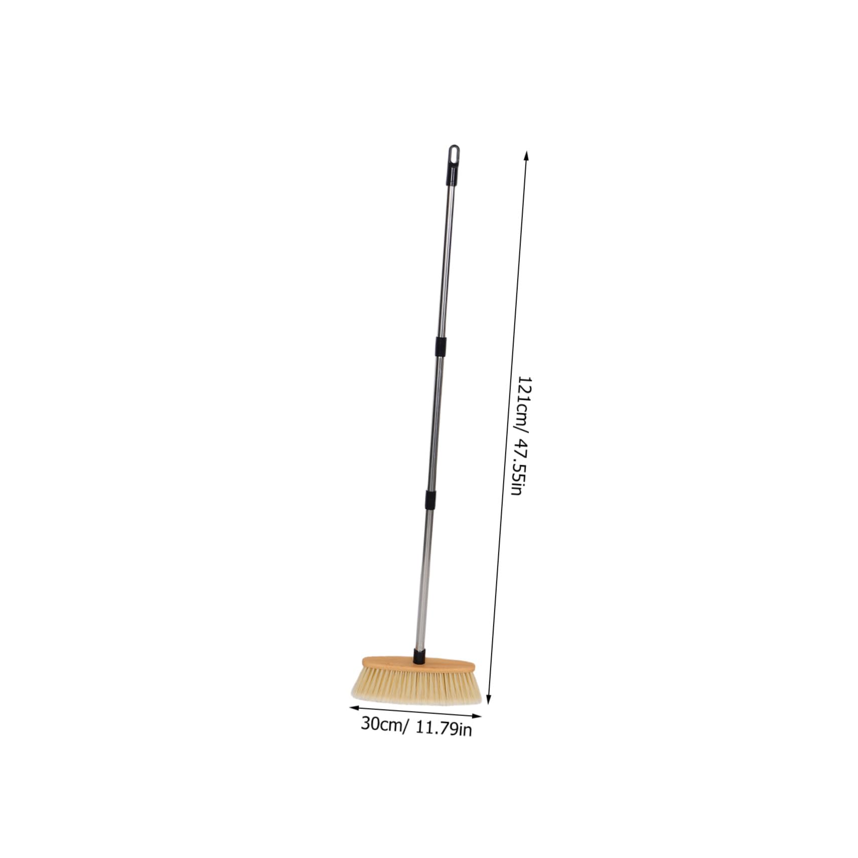 Scopa in Legno con Setole Dure per Esterni con Manico in Acciaio Inossidabile Spazzola per Patio Giardino e Garage Impugnatura Ergonomica in Legno