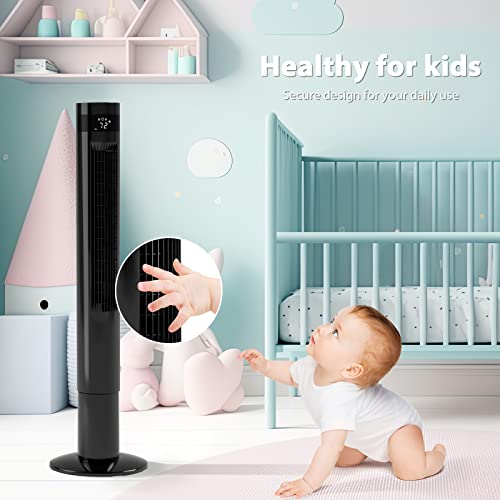 Image of Antarctic Star Tower Fan Portable Floor Fans 85Oscillating Fan 43'' Quiet Cooling 12H Timer Remote Control Standing Bladeless Electric 3 Speeds Wind 3 Modes Bedroom Office(43 inch, Black)