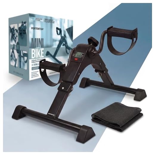 PORTENTUM Pedales estaticos Personas Mayores con Base Mejorada y Esterilla Antideslizante – Plegable con Pantalla LCD – Pedaleador Brazos y piernas con Resistencia Ajustable para Ejercicio en casa