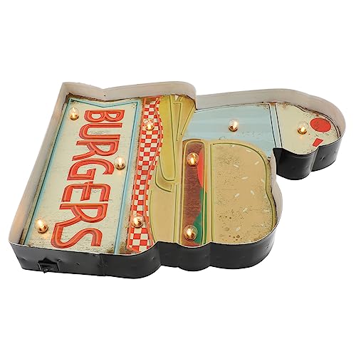 Lámpara de pared de hierro con luz LED hamburguesa retro de alta resistencia