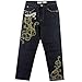 Ruiatoo Baggy Jeans for Men Fashion Hip Hop Loose Fit Jeans with Fashion Embroidery Print 36