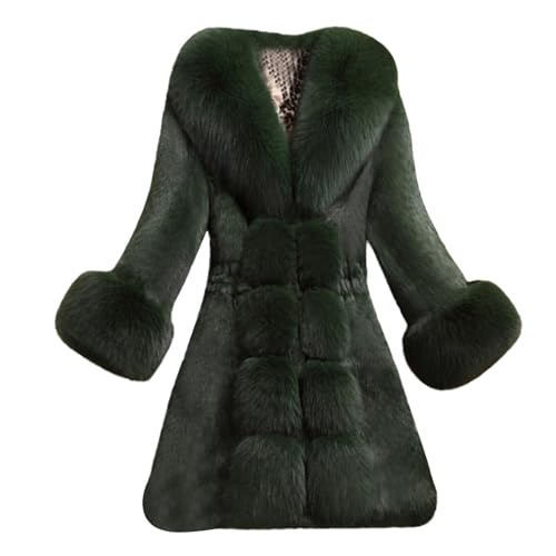 Chaqueta de piel sintética con pelo denso y abrigo de longitud media elegante