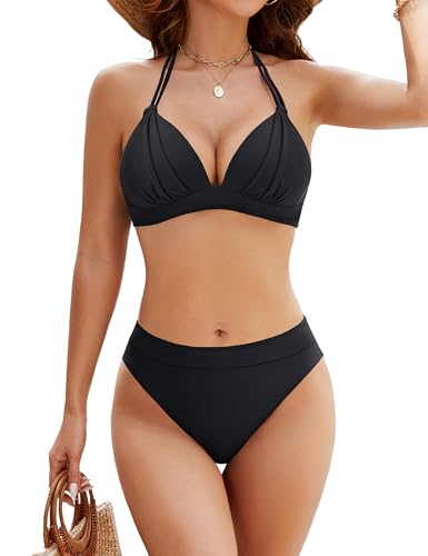 BMJL Womens Push Up Bikini Set Halter Two Piece Swimsuits Triangle Bathing Suits 2025 Cute Swimwear