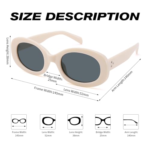 Pro Acme Trendy Oval Sunglasses,Retro Chunky Thick Frame UV400 Protection Shade Glasses for Women Men 5