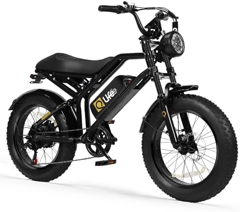 Qlife Electric Bike for Adults-1500W Peak Motor 20" Fat Tires 28MPH EBike, 624Wh Removable Battery Bicycle, with Dual Suspension & Brakes Motorcycle, 7-Speed,E Bike, Spark