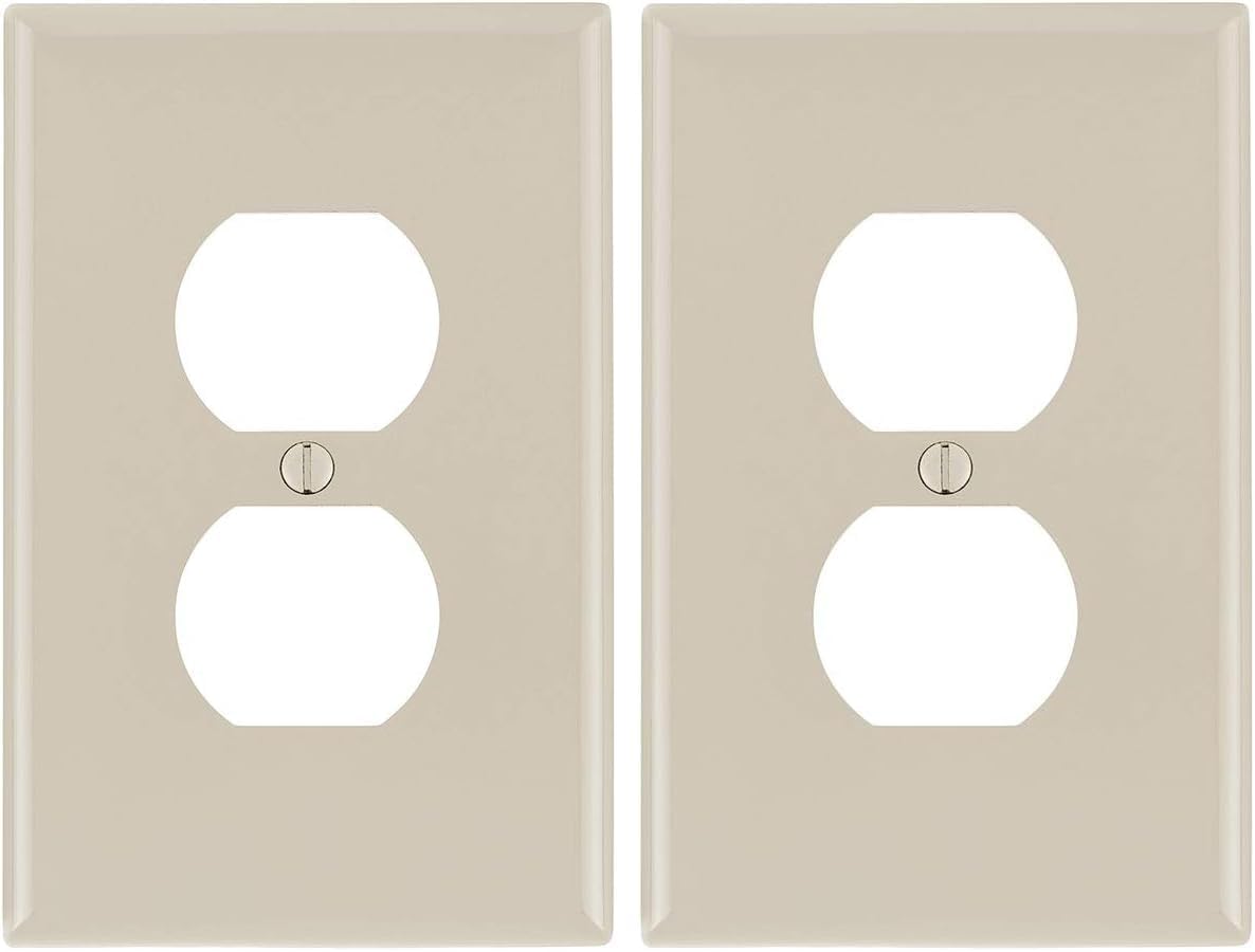 Leviton PJ8-GY 1-Gang, 1-Duplex, Midway Nylon Wallplate, Midway Size, Gray, 5 Pack