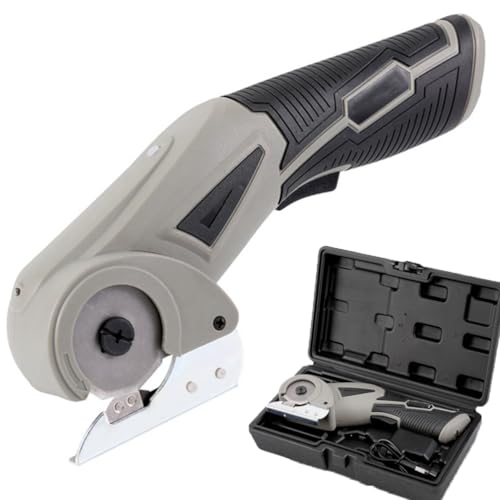 Cordless Electric Scissors, Electric Cardboard Cutter with LED Light & Safety Lock, 2000mAh Rechargeable Fabric Cutter Power Rotary Cutter with Storage Box, for Carpet Leather Felt