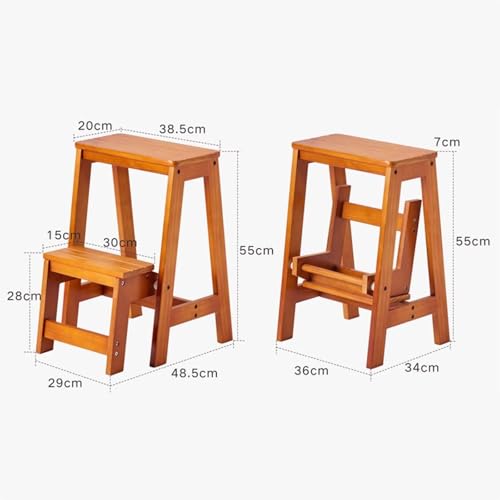 Taburete escalera plegable de madera maciza para dormitorio y garaje 2
