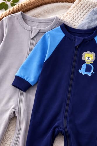 Image of TuddyBuddy 100% Cotton Multi Color Zipper Romper Sleepsuit /Romper /Jumpsuit for Baby Boy & Baby Girl