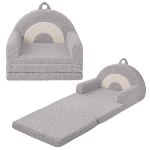 Blissful Diary Toddler Couch & Lounger, Foldable, Light Gray