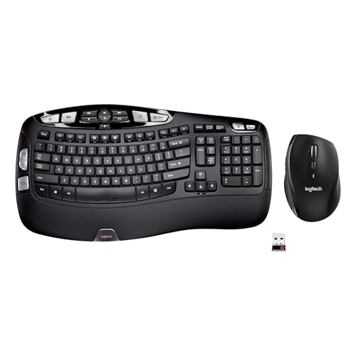 Logitech Comfort Wireless Keyboard and Mouse Combo - K350 Wave Keyboard with M705 Marathon Mouse for Comfortable Typing & Precision Control 2.4GHz USB Receiver