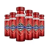 Old Spice Captain Deodorant Body Spray For Men 150 ml, 48H Fresh, 0 Percent Aluminium Salts, Anti-White Marks and Yellow Stains x6