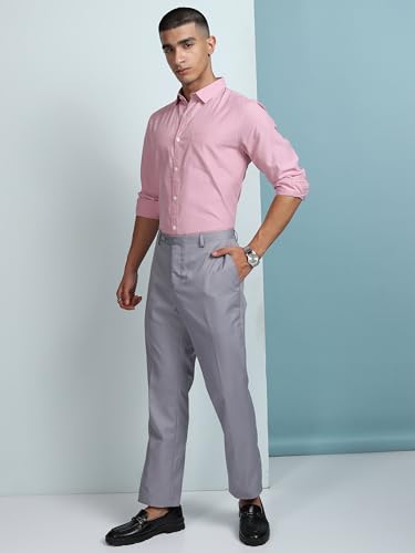 Image of Highlander Men's Slim Fit Shirts | Solid | Long Sleeves | Spread Collar | Formal Shirts | Men Shirts Mauve