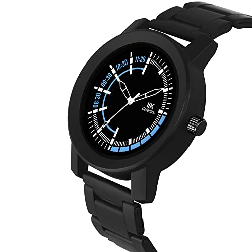 Image of IIK COLLECTION Watches for Men Round Numerical Dial |Analogue Quartz Movemnet Mens Watch|Long Battery Life|Stainless Steel Adjustable Bracelet Black Chain with Long Lasting Polish| Watches for Boys