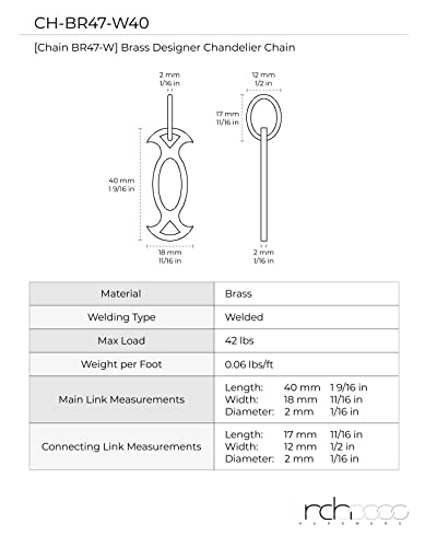 Rch Hardware Ch-47-Obb Brass Chandelier Chain, Oil Bronzed Black (1 Foot) #TOP4