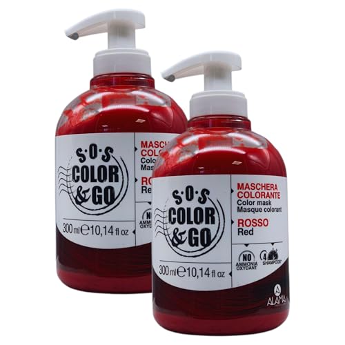 2x Maschera Colorante ROSSO. Nutre, Intensifica e Tonalizza i Capelli Naturali, Colorati o Con Mèches 300ml