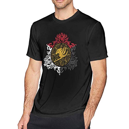 RO&CO XCxBlAN Homme's T-Shirt Fairy Tail Motif imprimé Noir Medium