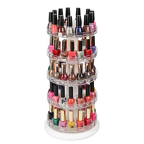 J JACKCUBE DESIGN Acrylic Rotating Nail Polish Display Stand Spinning Rack Holds 115-195 Bottles, 5 Tier Storage Holder Organizer for Nail Polish, Makeup, Essential Oil and more- MK548A