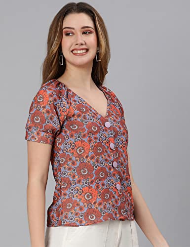 Image of oxolloxo Dreamy Colors Digital Floral Print Women top