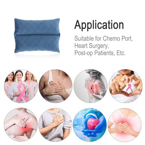 Image of Little Port Pillow Heart Surgery Pillows for Chemo Port After Open Heart Surgery Recovery Gifts Bypass Pacemaker Must Haves Protector Cushion Minky Dot Denim Blue