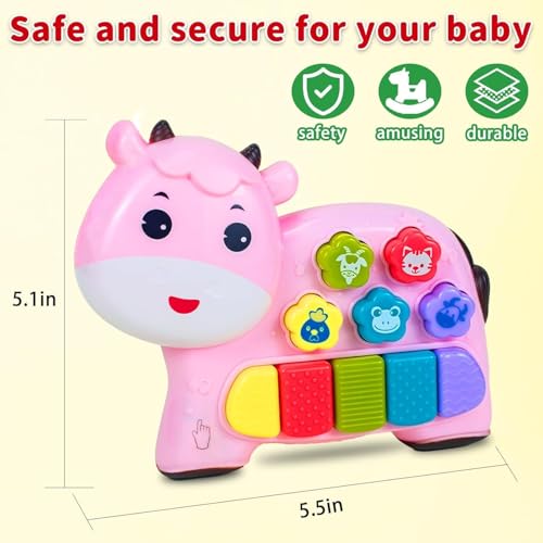 Image of Amitasha Musical Piano for Babies - Animal Voice Sound Toy Piano with Colorful Keys, Animal Shape Activity Toy for Kids with Light & Sound, Early Learning Toy for Toddlers (Random Color)