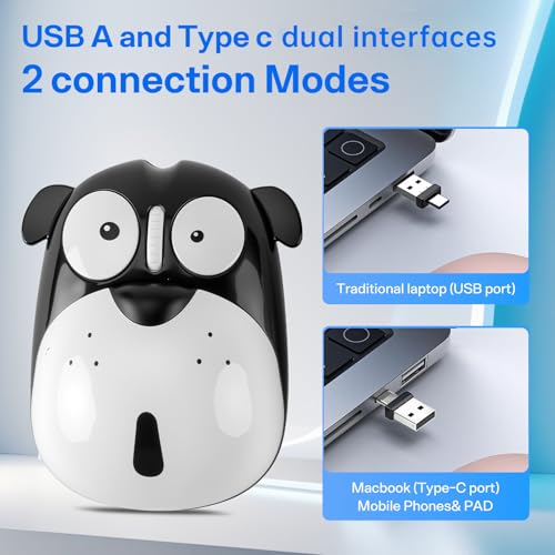 Ratón inalámbrico silencioso con doble conector USB y USB C recargable 3