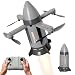 Bürstenlose Faltbare RC Drohne mit Raketen-Sprühfunktion, LED-Licht Kamera Drohne für Erwachsene Kinder, 4-Achsen-Flugzeug mit Höhenhaltung, Fernsteuerung Raumfahrt Flugzeug für Outdoor (Grau)