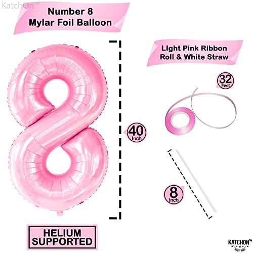 Image of KatchOn, Giant Light Pink Number 8 Balloon - 40 Inch, Pink 8 Balloons