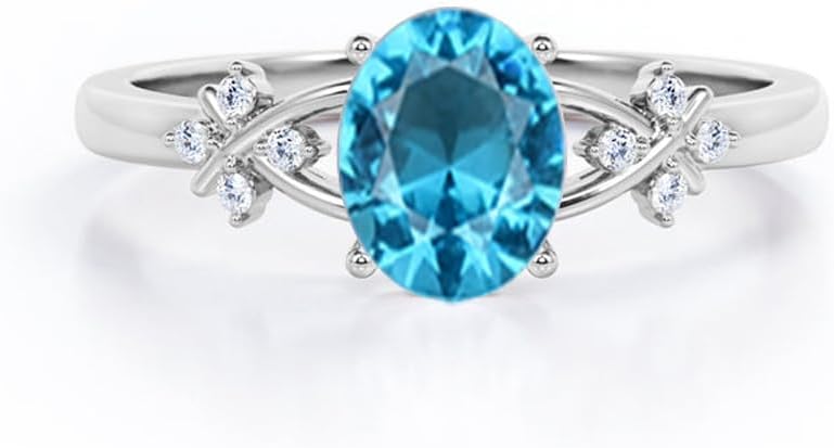 S925 Sterling Silver 10K 14K 18K Solid Gold 1/1.5/2 Carat Oval Shaped Gemstone Engagement Ring for Women Statement Ring Promise Ring Wedding Ring Jewelry Gift for Her Wife Mom Christmas Birthday