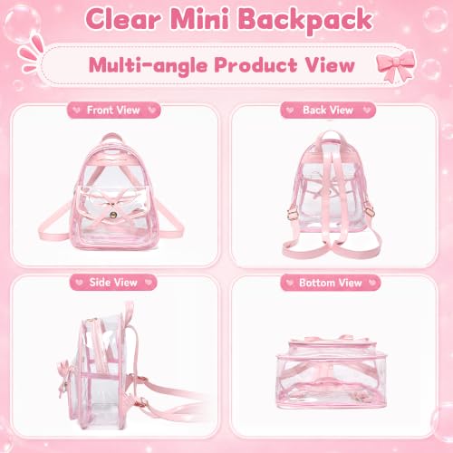 Image of I IHAYNER Girls Bowknot 3-Pieces Fahsion Leather Backpack Backpack Purse for Women Rucksack for Ladies Shoulder Bag
