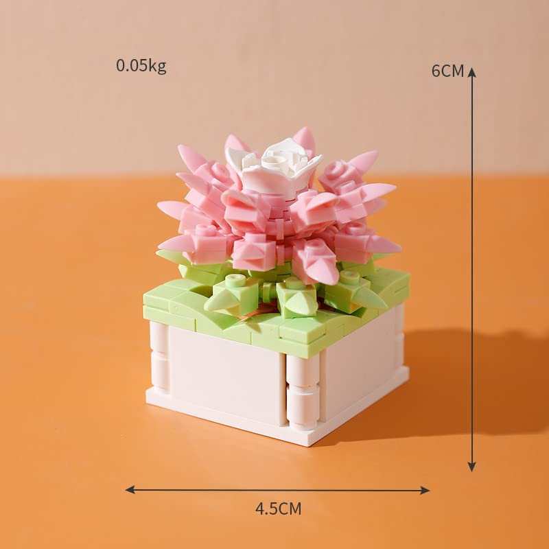 Aigidusansu Baustein-Set, Sukkulentenpflanze Bonsai-Blumen DIY Blöcke Set, kreative Heimdekoration Bauspielzeug für Erwachsene Kinder (Hundert Kräuter-Liebeslied) - Image 5